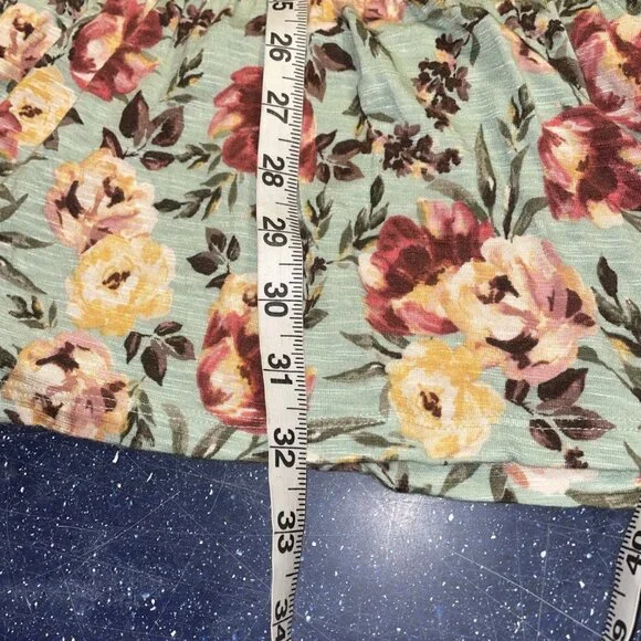 Torrid 4 4X Super Soft Knit Green Floral Babydoll Tank Shirt Tiered Ruffled - Picture 8 of 8